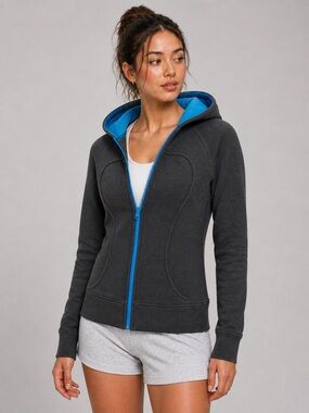 Lululemon Scuba Hoodie – Size 8, Charcoal/Blue